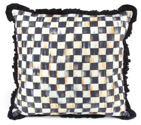 MacKenzie-Childs Courtly Check Ruffled Square T hrow Pillow