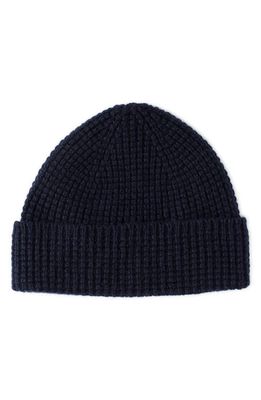 MACKIE Oban Pineapple Stitch Seamless Lambswool Beanie in Navy