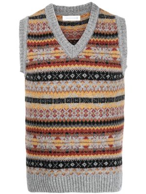 Mackintosh BURN TANK Fair Isle wool knitted vest - Grey