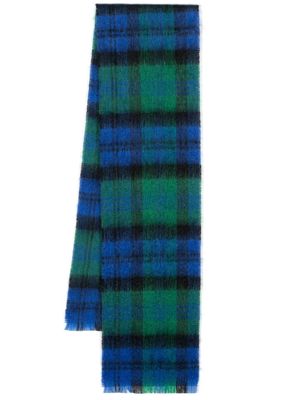 Mackintosh check-pattern fine-knit scarf - Blue