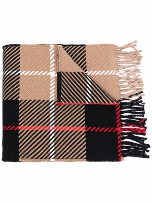 Mackintosh check-pattern fringed-edge scarf - Neutrals