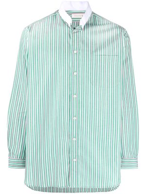 Mackintosh collarless striped shirt - Green