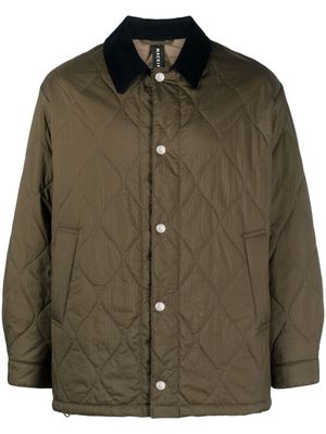 Mackintosh contrast-collar quilted jacket - Green