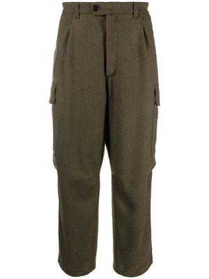 Mackintosh cropped wool cargo trousers - Green