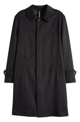 Mackintosh Didsbury Water Repellent Longline Wool Coat in Black