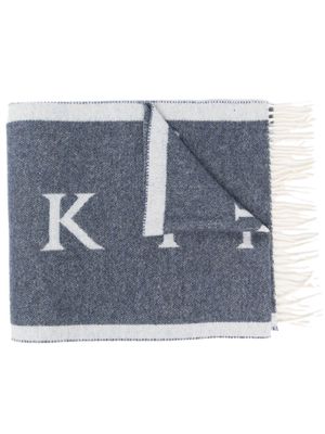 MACKINTOSH Edinburgh wool logo scarf - Blue