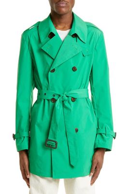Mackintosh Kings Water Repellent Double Breasted Short Trench Coat in Green