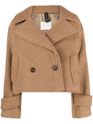 Mackintosh KIRSTEE Beige Wool Cropped Pea Coat - Brown