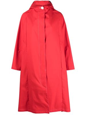 Mackintosh knee-length hooded cotton raincoat - Red