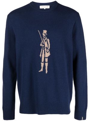 Mackintosh logo-intarsia merino wool-blend jumper - Blue