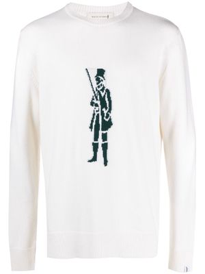 Mackintosh logo-intarsia merino wool-blend jumper - White
