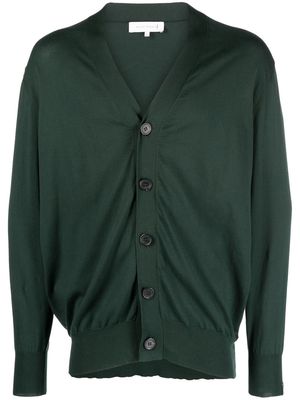 Mackintosh logo-patch organic-cotton cardigan - Green