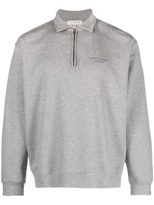Mackintosh logo-print zipped polo shirt - Grey