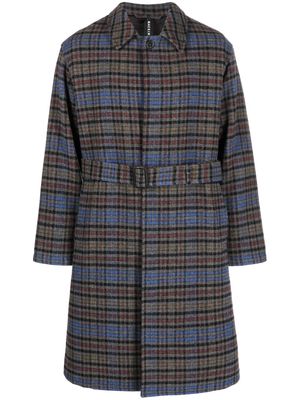 Mackintosh Milan plaid-check belted coat - Grey