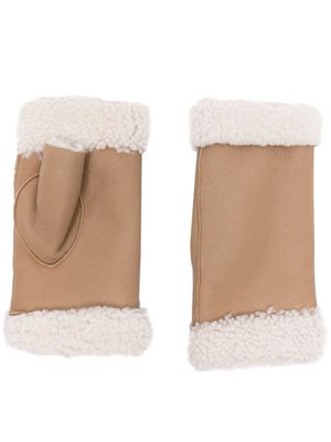 Mackintosh shearling-trim fingerless gloves - Neutrals