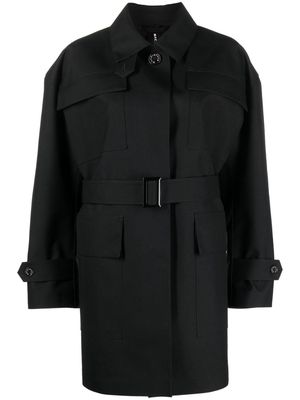 Mackintosh single-breasted belted-waist coat - Black