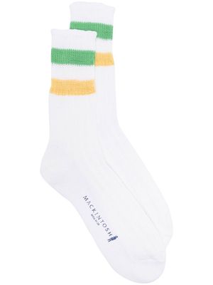 Mackintosh stripe-trim cotton socks - White