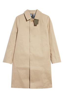 Mackintosh Tartan Oxford Waterproof Bonded Cotton Coat in Fawn