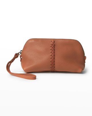 Macrame Leather Zip Cosmetic Bag