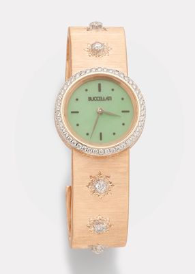 Macri 18k Pink Gold, Jade and Diamond Watch