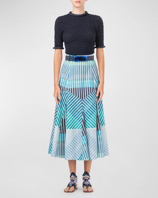 Madaini Abstract Striped Maxi Skirt
