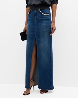 Madalyn Embellished Denim Maxi Skirt