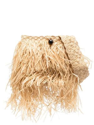 MADE FOR A WOMAN fringed-raffia crossbody bag - Neutrals