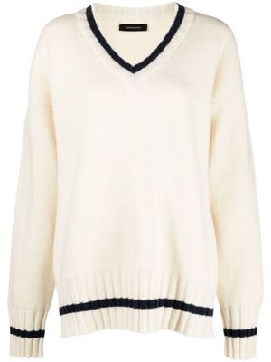 Made in Tomboy Ambra stripe-detail fine-knit jumper - White