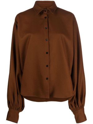 Made in Tomboy gathered-detail long-sleeved shirt - Brown