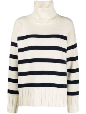 Made in Tomboy roll-neck wool knit stripe jumper - Neutrals