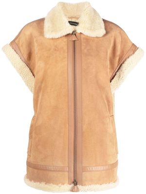 Made in Tomboy zip-up sleeveless shearling jacket - Brown