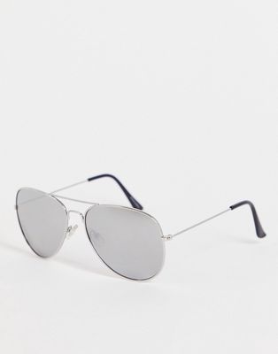 Madein aviator style sunglasses in silver