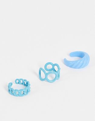 Madein baby blue pack of chunky rings