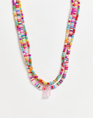 Madein beaded necklace in multicolors with a gummy bear chain