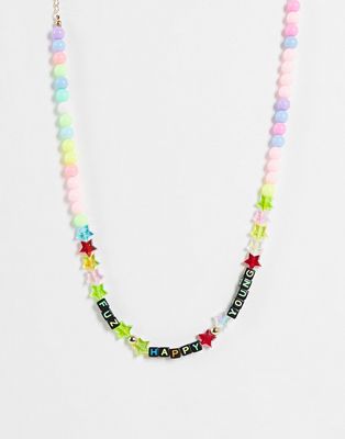 Madein beaded necklace with multi beads and charms