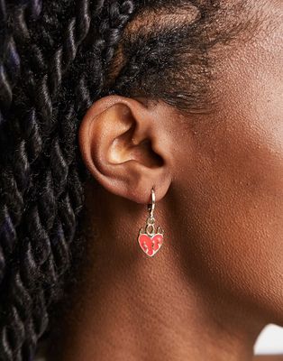 Madein flame heart earrings in red and gold