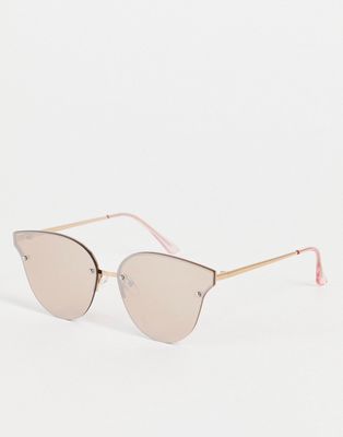 Madein. frameless oversized sunglasses in light pink-Gold