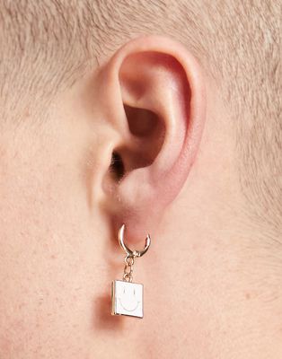 Madein happy face earrings In white