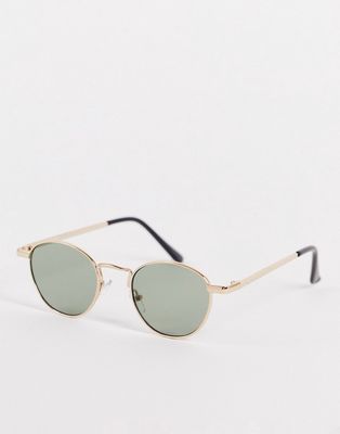 Madein metal frame round sunglasses in green