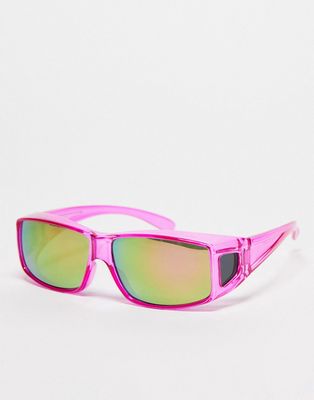Madein. mirrored lens racer sunglasses in hot pink