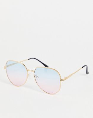 Madein. oversized round sunglasses in blue and pink gradient lens