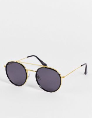 Madein round chunky sunglasses in gold and black