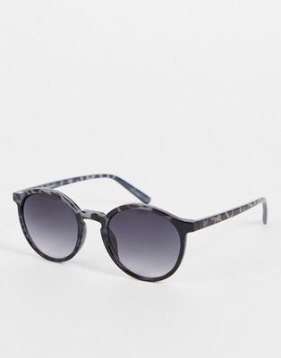Madein rounded classic sunglasses in gray tort