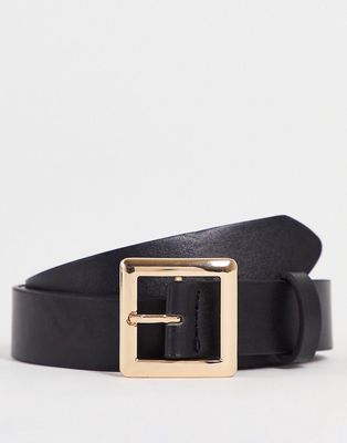 Madein square buckle belt in black