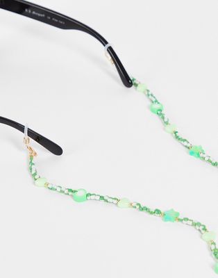 Madein. sunglasses chain in lime green charm beads