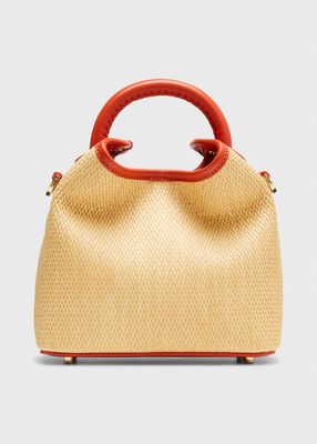 Madeleine Raffia & Leather Top-Handle Bag