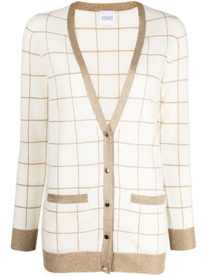 Madeleine Thompson check-pattern V-neck cardigan - White