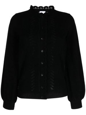 Madeleine Thompson Hawthorne lattice-detailing knitted cardigan - Black