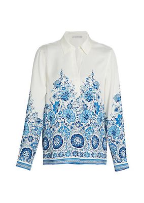 Madeline Floral Silk-Blend Blouse