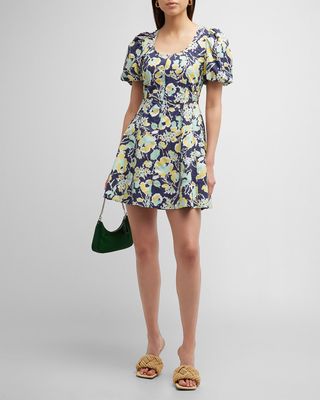 Madeline Puff-Sleeve Flared Mini Dress